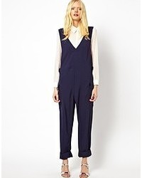 See by Chloe Worker Overalls In Fluid Twill Navy