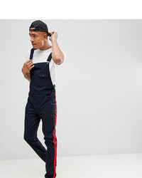 ASOS DESIGN Tall Slim Dungarees In Navy With Red S