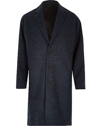 River Island Blue Smart Wool Blend Overcoat