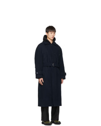 Études Blue Wool Cover Coat