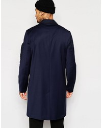 Asos Brand Overcoat With Ma1 Pocket In Navy