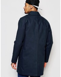 Asos Brand Single Breasted Shower Resistant Trench Coat In Navy