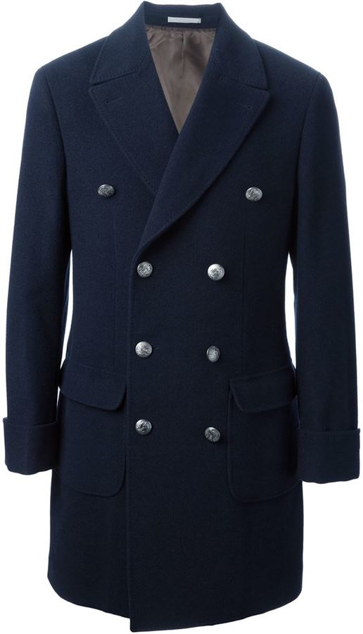 Brunello Cucinelli Long Peacoat, $4,525 | farfetch.com | Lookastic.com