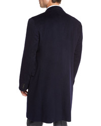 Neiman Marcus Classic Cashmere Single Breasted Topcoat Navy