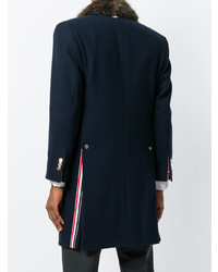 Thom Browne Detachable Gold Beaver Collar Melton Wool Chesterfield Overcoat