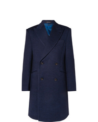 Richard James Double Breasted Mlange Wool Jersey Overcoat