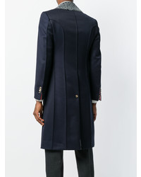 Thom Browne Fur Top Pintuck Cavalry Twill Chesterfield Overcoat