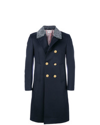 Thom Browne Fur Top Pintuck Cavalry Twill Chesterfield Overcoat