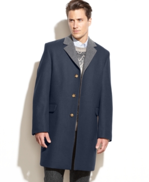 Michael Kors Michl Michl Kors Wool Blend Overcoat With Contrast Collar ...