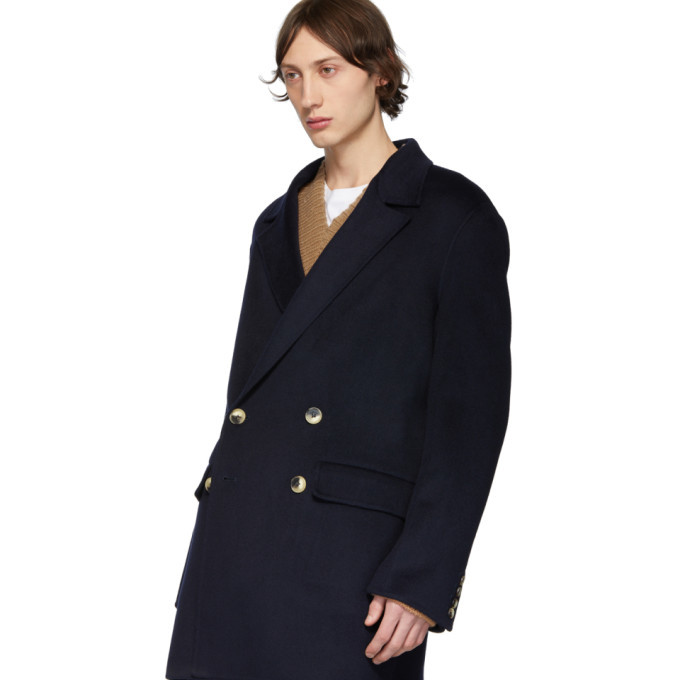 Nanushka Navy Aiden Coat, $260 | SSENSE | Lookastic