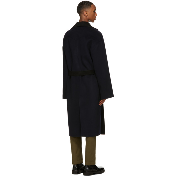 Nanushka Navy And Black Wool Timo Coat, $372 | SSENSE | Lookastic