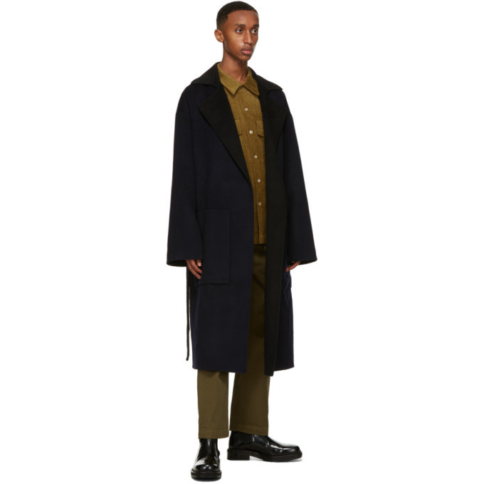 Nanushka Navy And Black Wool Timo Coat, $372 | SSENSE | Lookastic
