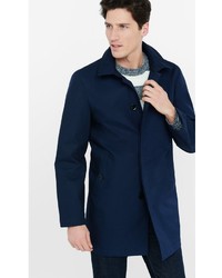 Navy Hooded Cotton Trench Coat