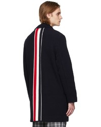 Thom Browne Navy Wide Back Stripe Coat
