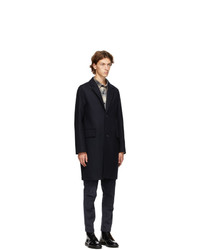 Officine Generale Navy Wool And Cashmere Coat
