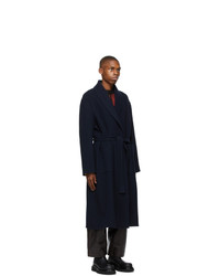 Loewe Navy Wool And Cashmere Coat