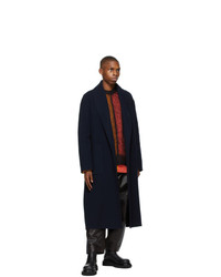 Loewe Navy Wool And Cashmere Coat