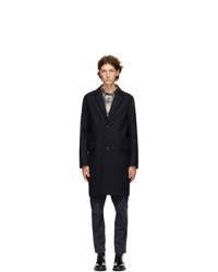 Officine Generale Navy Wool And Cashmere Coat