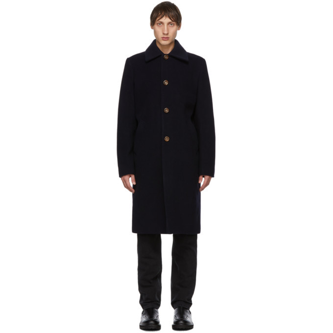 Séfr Navy Wool Ian Coat, $635 | SSENSE | Lookastic