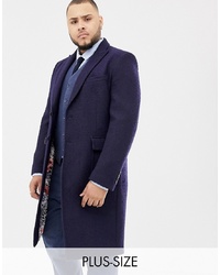 Gianni Feraud Plus Premium Navy Textured Boucle Wool Blend Overcoat