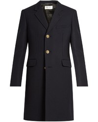 Saint Laurent Single Breasted Wool And Silk Blend Twill Coat