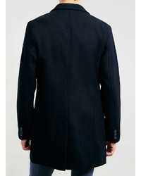 Topman Classic Navy Wool Blend Overcoat