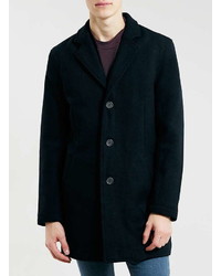 Topman Classic Navy Wool Blend Overcoat
