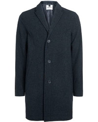 Topman Navy Wool Rich Overcoat