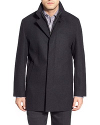Cole Haan Wool Blend Topcoat With Inset Knit Bib