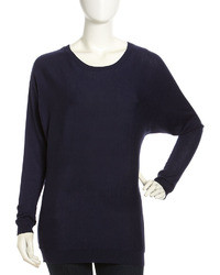Neiman Marcus Knit Dolman Sleeve Sweater Navy Rugby