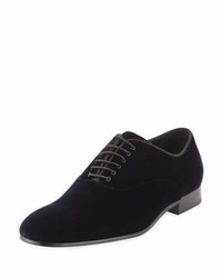 Giorgio Armani Velvet Oxford Dress Shoe Navy