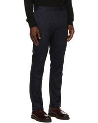 Etro Navy Floral Paisley Print Tailored Trousers