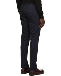 Etro Navy Floral Paisley Print Tailored Trousers