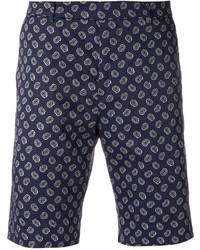 Navy Paisley Cotton Shorts