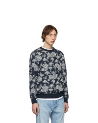 Aries Navy Mohair Paisley Sweater