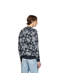 Aries Navy Mohair Paisley Sweater