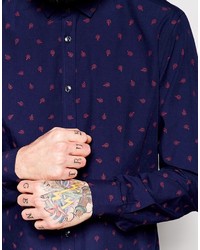 Asos Brand Shirt In Long Sleeve With Paisley Print
