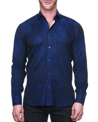 Maceoo Fibonacci Royalpaisley Blue Regular Fit Button Up Shirt