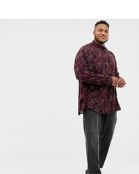 ASOS DESIGN Plus Oversized Paisley Viscose Shirt With Dropshoulder In Longline