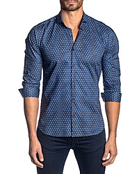 Jared Lang Slim Fit Micro Paisley Button Up Sport Shirt