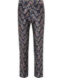 Gucci Blue Paisley Jacquard Tuxedo Trousers