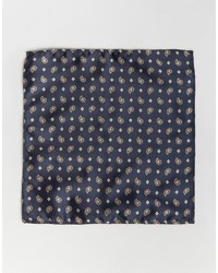 Reclaimed Vintage Paisley Pocket Square In Navy