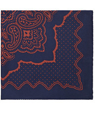 Barneys New York Paisley Print Silk Twill Pocket Square