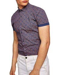 Topman Muscle Fit Eclectic Paisley Print Shirt
