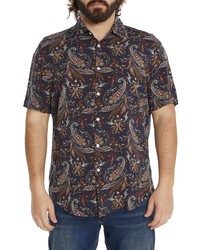 Johnny Bigg Sully Paisley Short Sleeve Button Up Shirt In Navy At Nordstrom