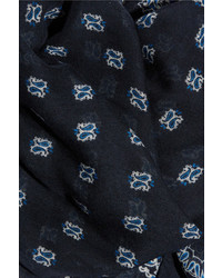 Saint Laurent Paisley Print Cashmere And Silk Blend Scarf Blue