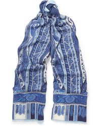 Etro Paisley Print Wool And Silk Blend Scarf