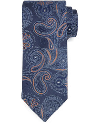 Neiman Marcus Paisley Print Silk Tie Navy