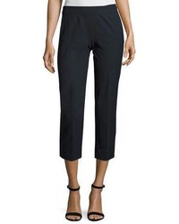 Piazza Sempione Audrey Stretch Cotton Cropped Pants Navy
