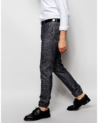 Asos Brand Skinny Cuffed Pants In Wool Mix